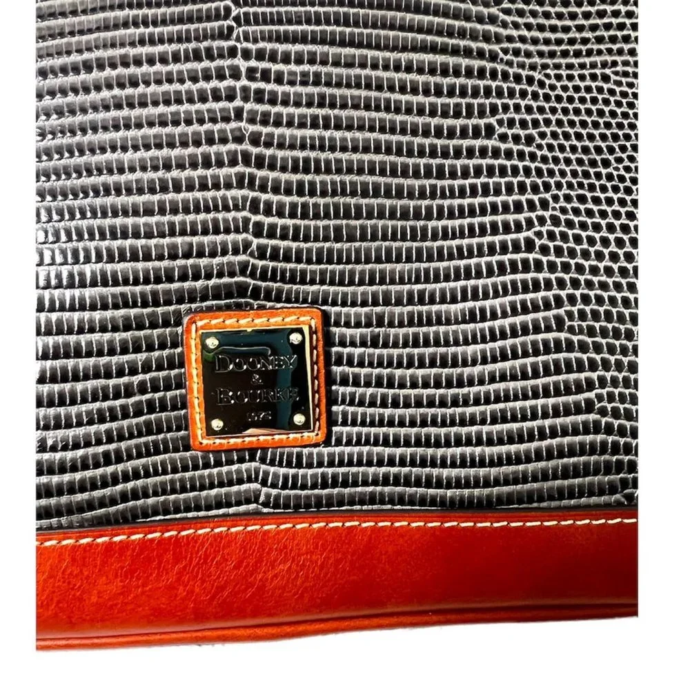 SOLD Dooney & Bourke Womens Grey Leather Lizard Embossed Zip Zip Satchel Handbag - Picture 8 of 14
